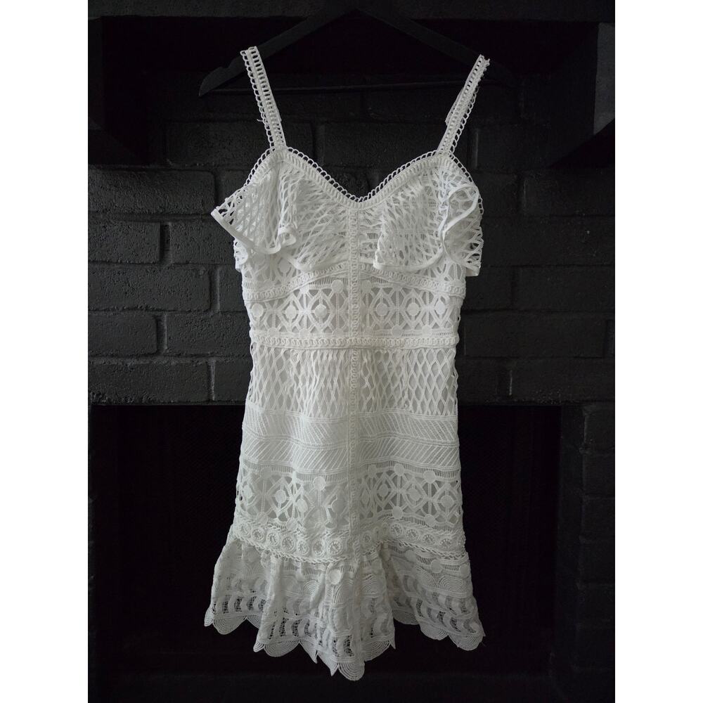 White Lace Tiered Mini Ruffle Dress Size Small J.O.A Just one Answer